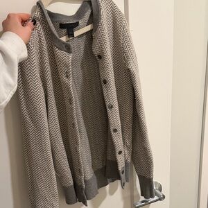 J. Crew Gray and Cream Knit Sweater